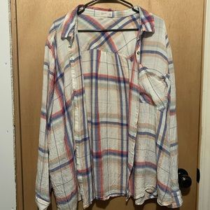 4X Maurices Long Sleeve Stripped Blouse